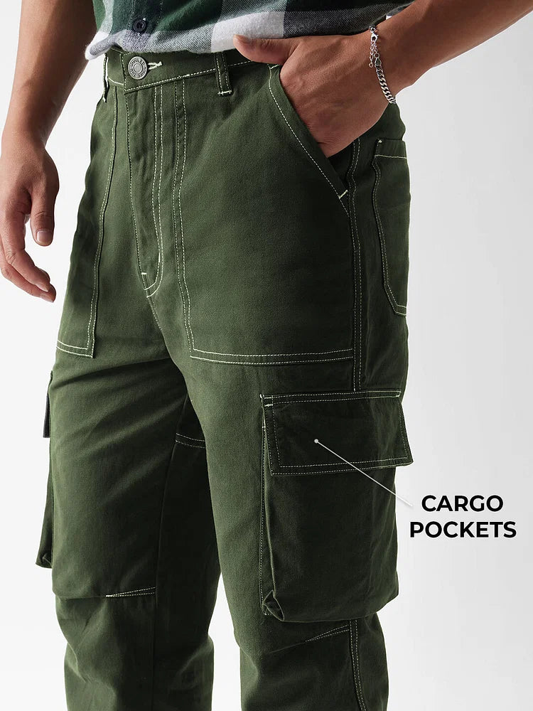Solids: Olive Men Cargo Pants