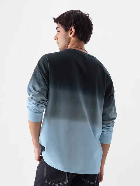 Ombre: Midnight Blue Oversized Full Sleeve Summer Pullover