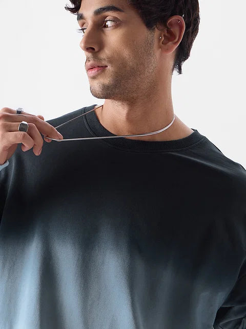 Ombre: Midnight Blue Oversized Full Sleeve Summer Pullover