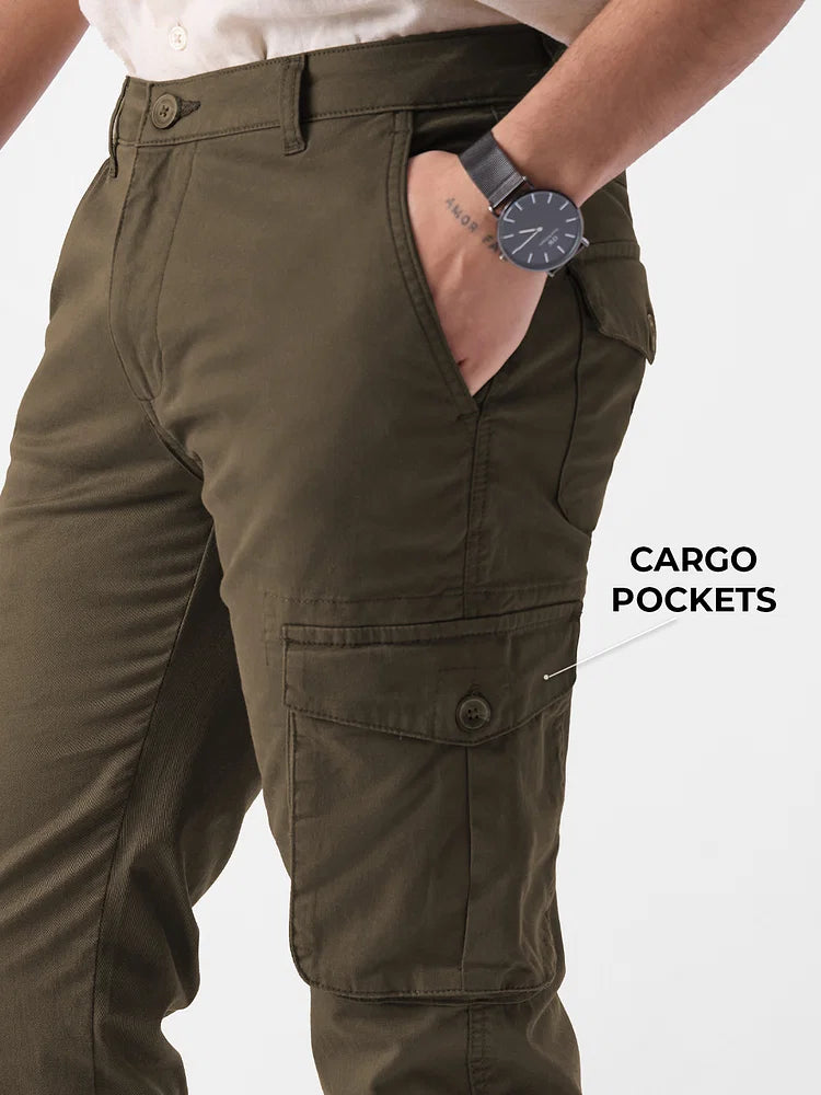 Solids: Dark Olive Men Cargo Pants