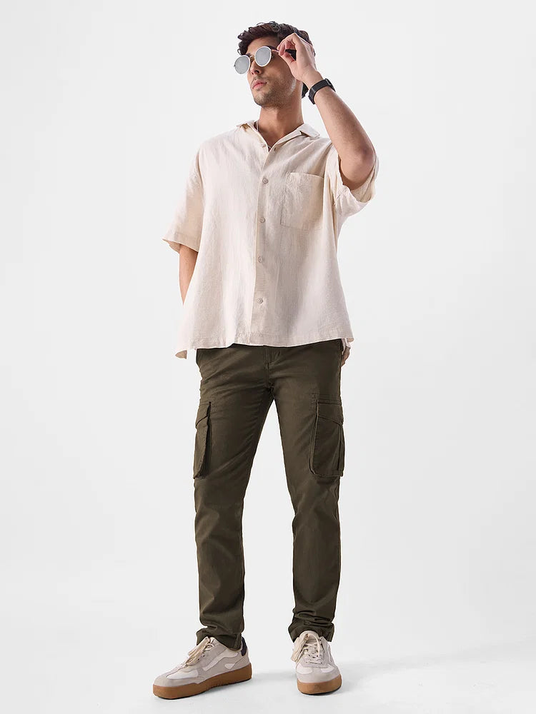 Solids: Dark Olive Men Cargo Pants