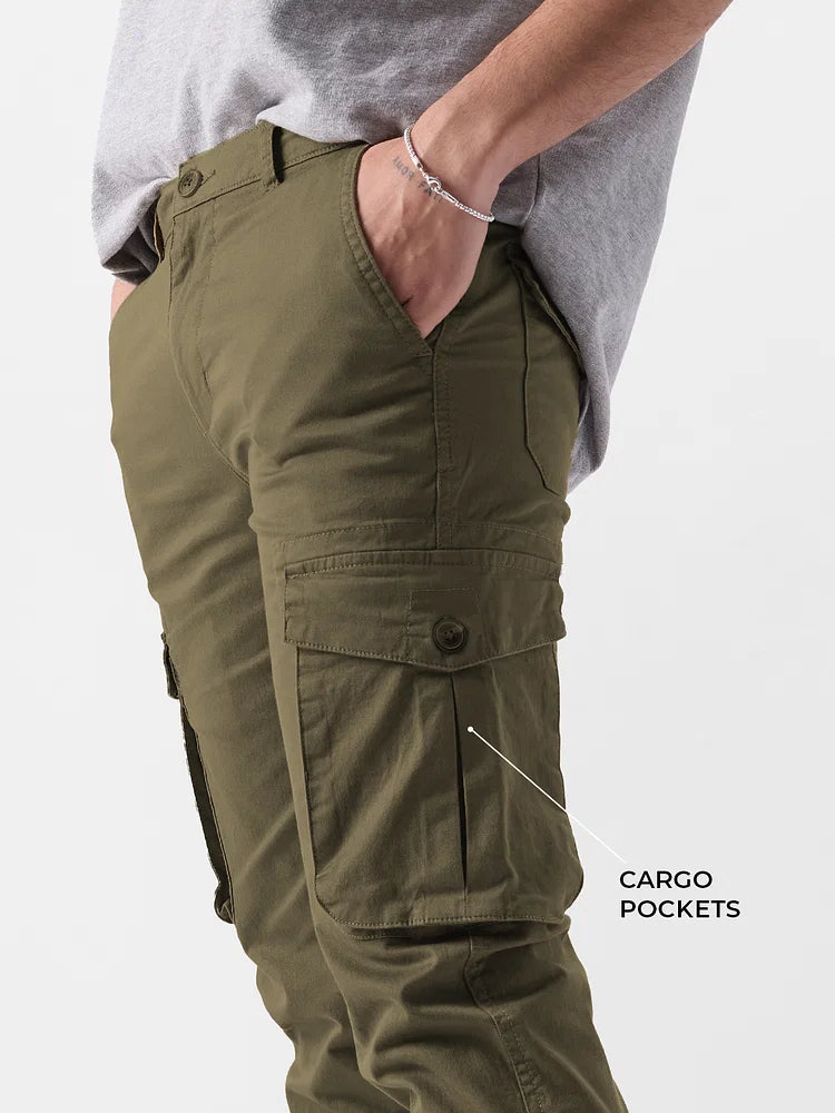 Solids: Light Olive Men Cargo Pants