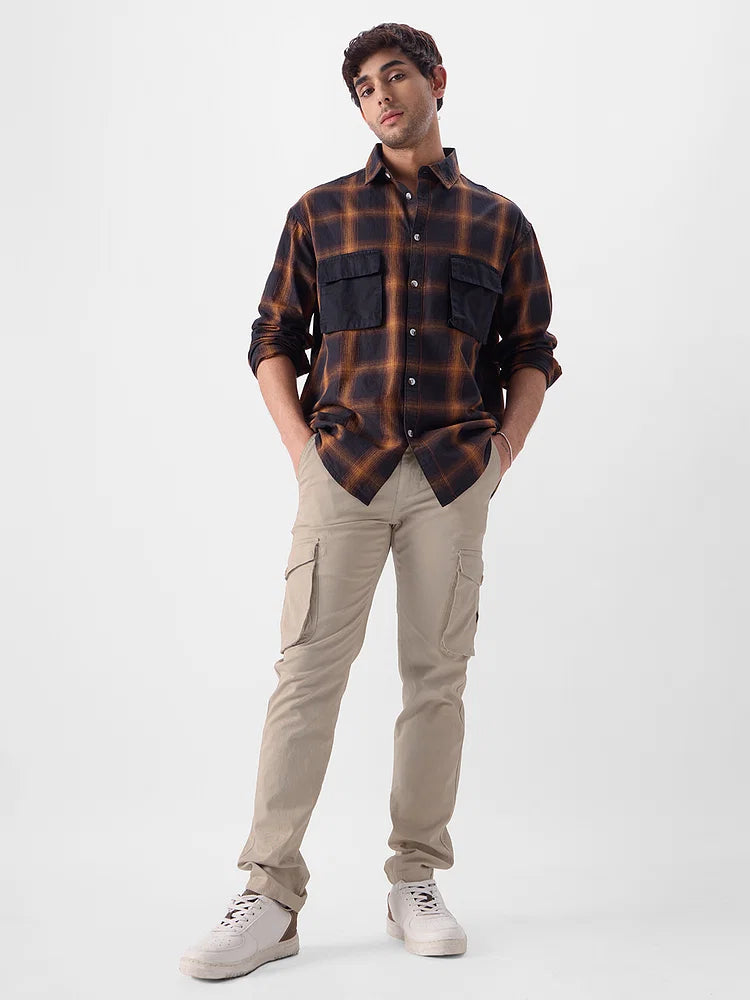 Solids: Beige Men Cargo Pants