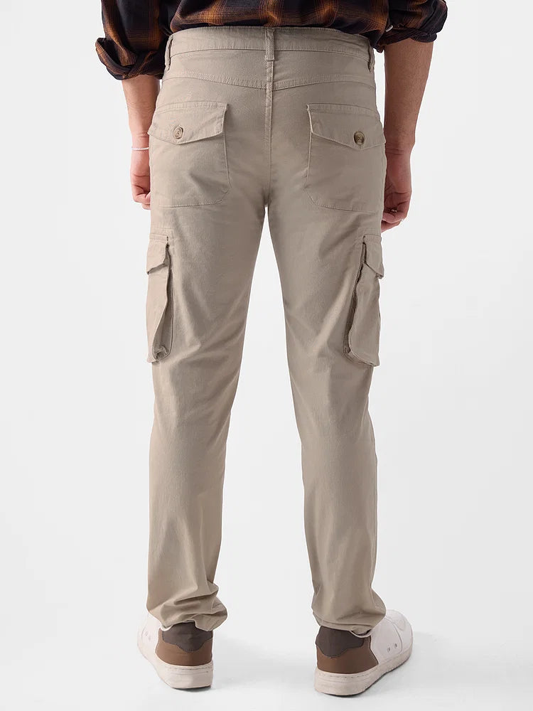Solids: Beige Men Cargo Pants