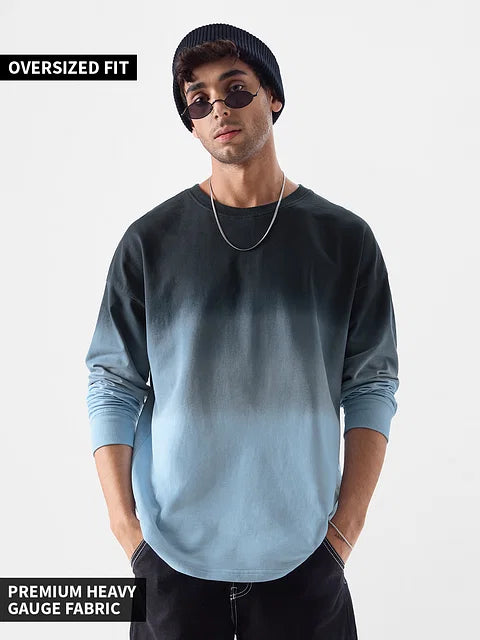 Ombre: Midnight Blue Oversized Full Sleeve Summer Pullover