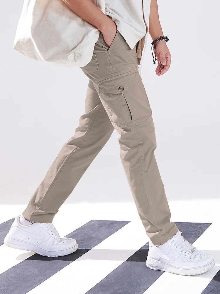 Solids: Beige Men Cargo Pants