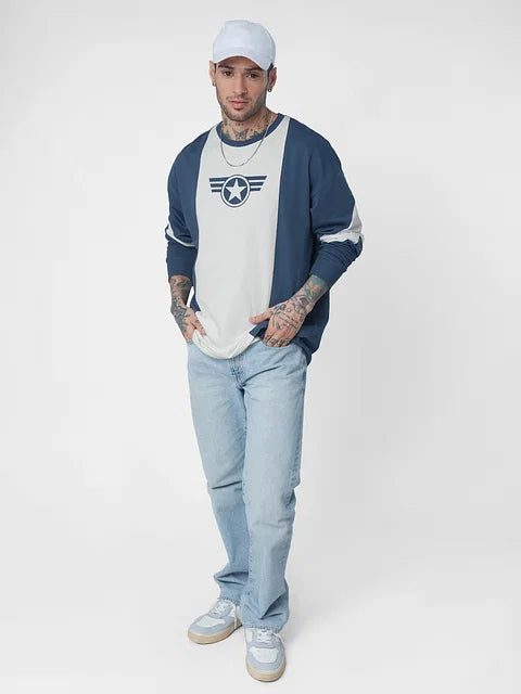 Captain America: Colourblock Oversized Full Sleeve Summer Pullover