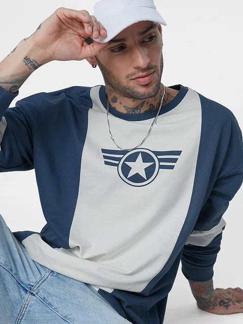 Captain America: Colourblock Oversized Full Sleeve Summer Pullover