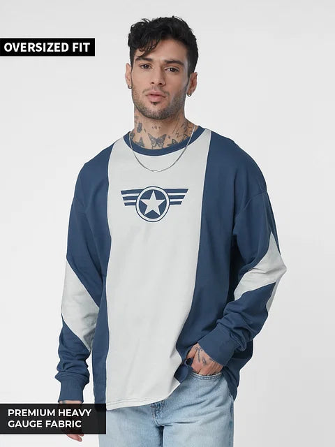 Captain America: Colourblock Oversized Full Sleeve Summer Pullover