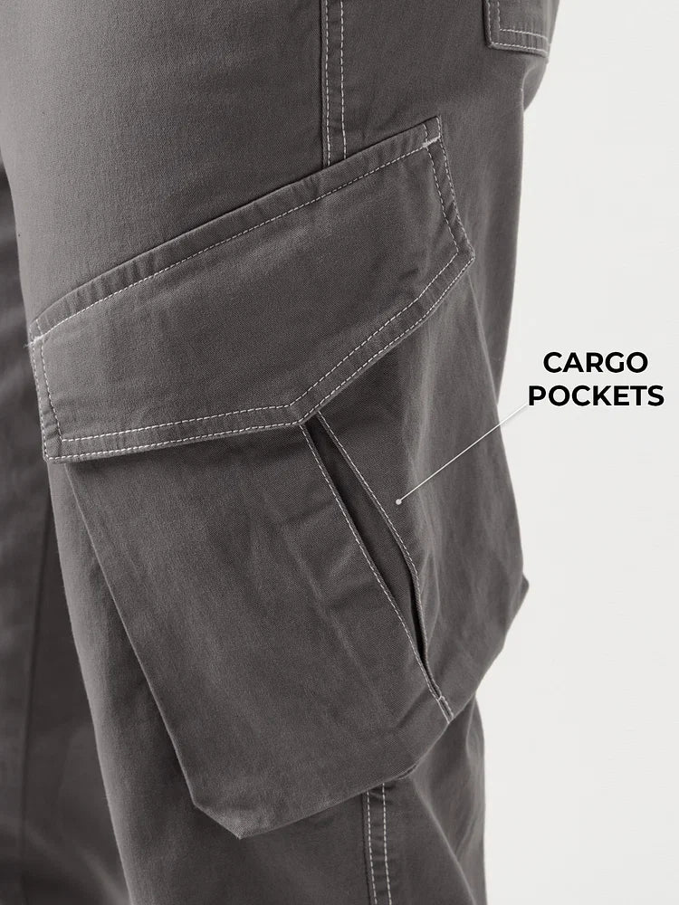 Solids: Light Grey Men Cargo Pants
