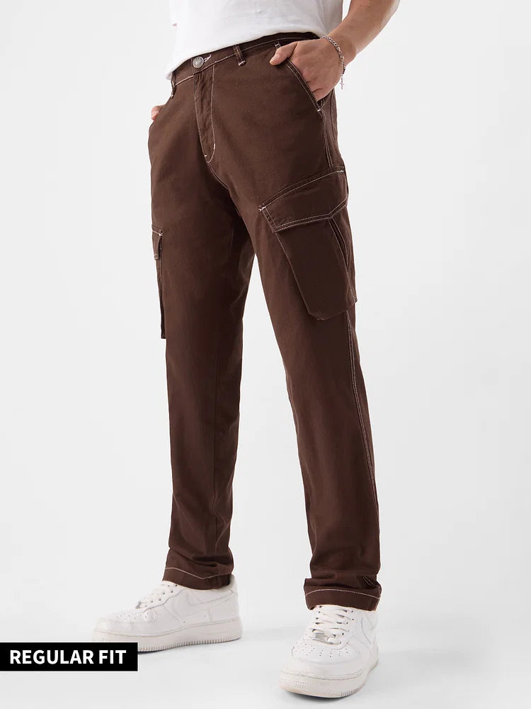 Solids: Teak Men Cargo Pants