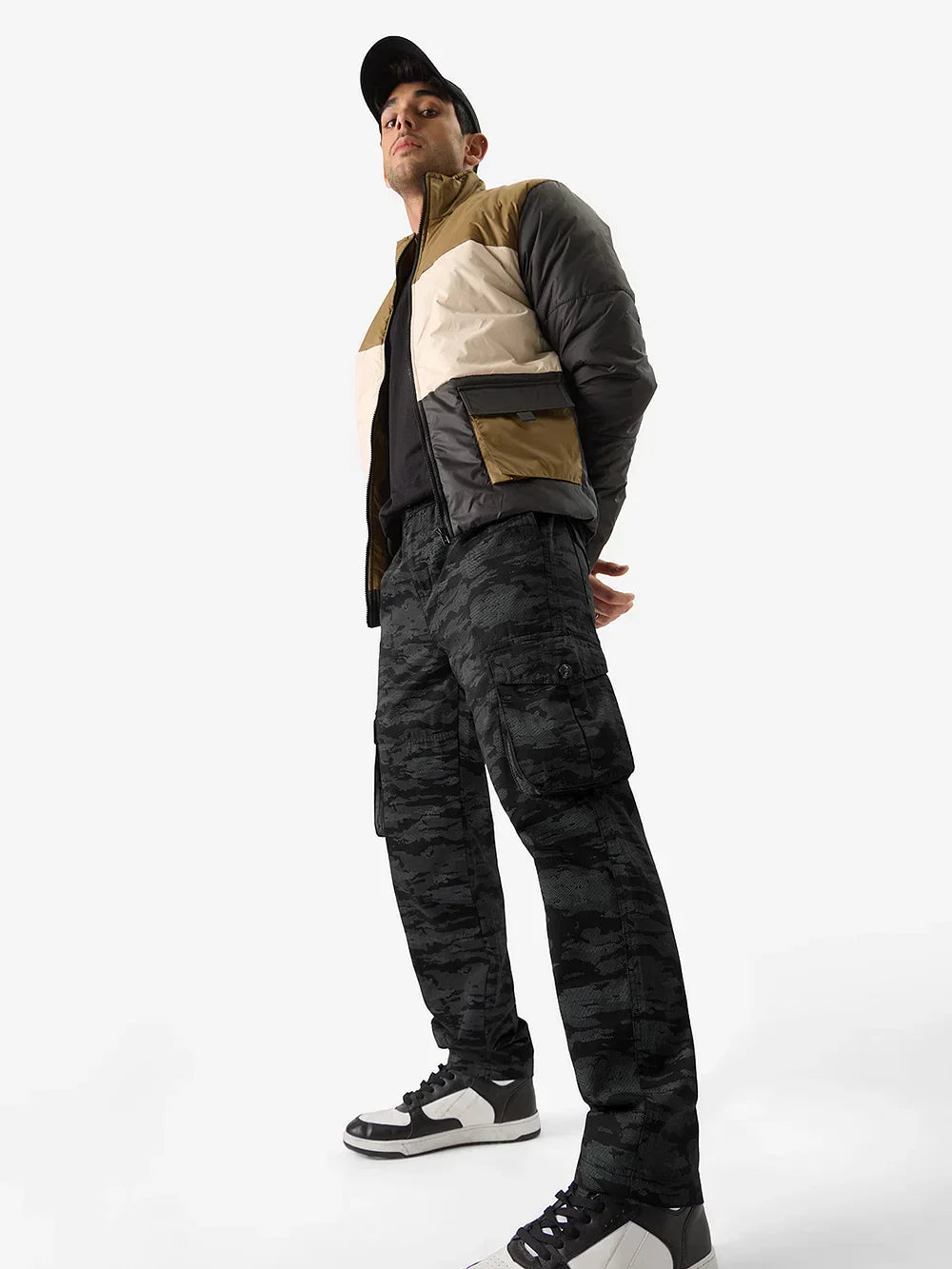 Solids: Black Men Cargo Pants
