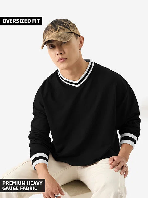 Solids: Black Oversized Full Sleeve Summer Pullover