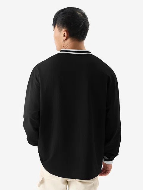 Solids: Black Oversized Full Sleeve Summer Pullover