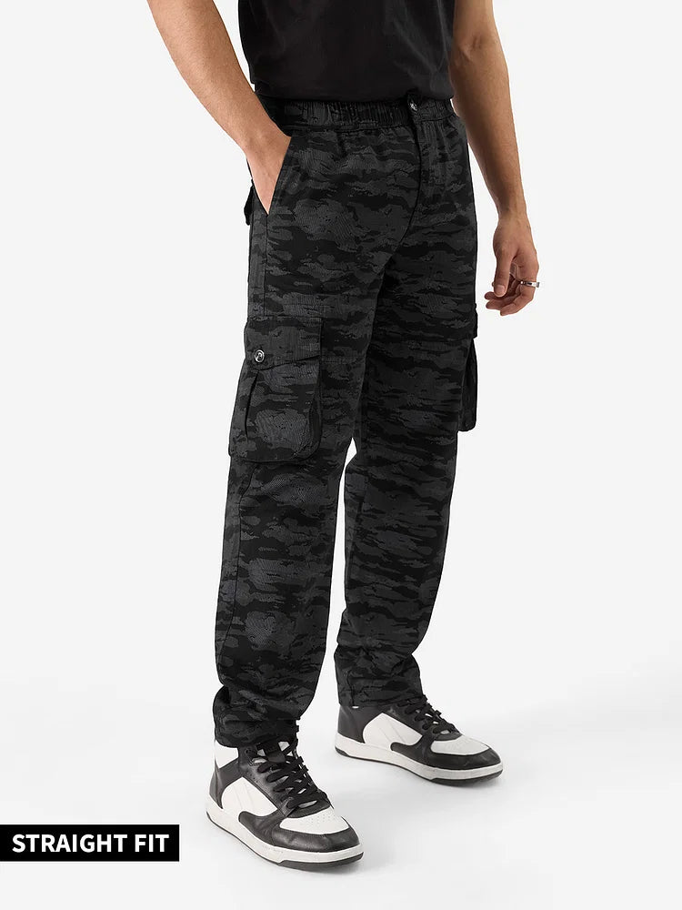 Solids: Black Men Cargo Pants