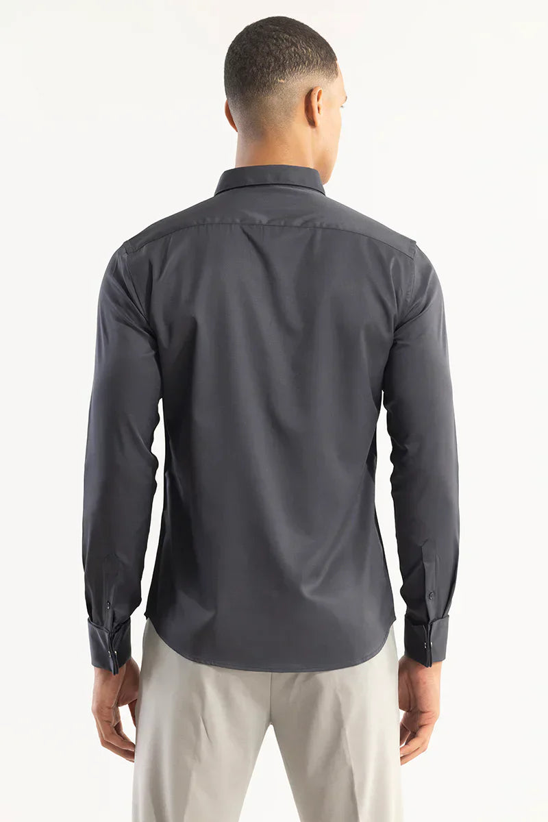 DOUBLE CUFF PEBBLE GREY SHIRT
