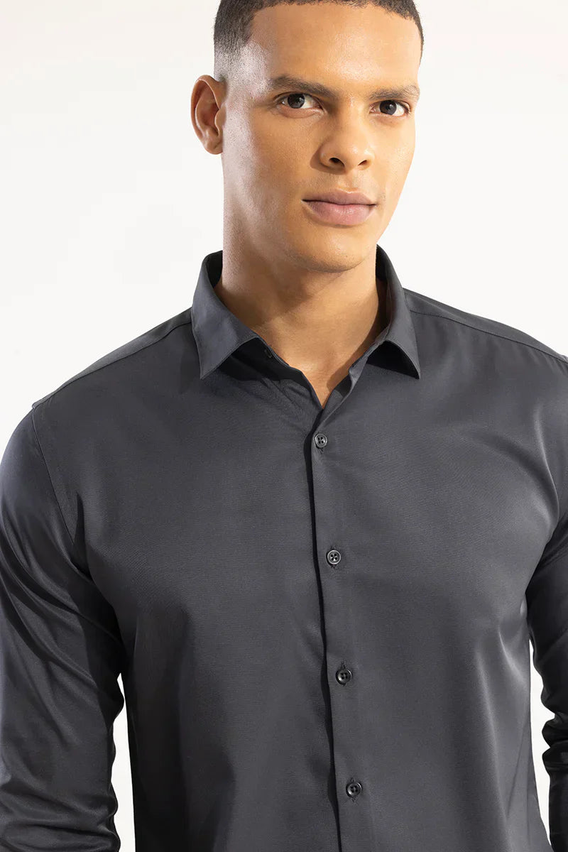 DOUBLE CUFF PEBBLE GREY SHIRT