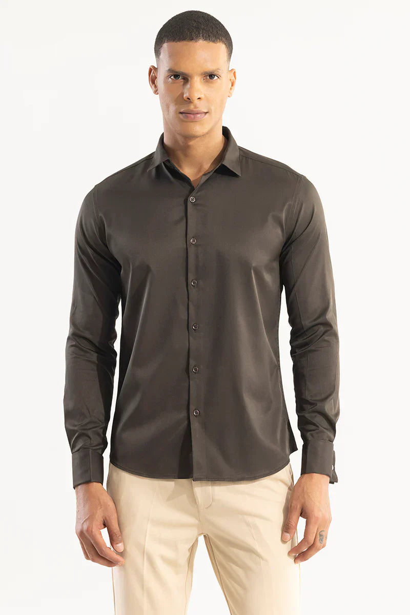 DOUBLE CUFF BROWN SHIRT