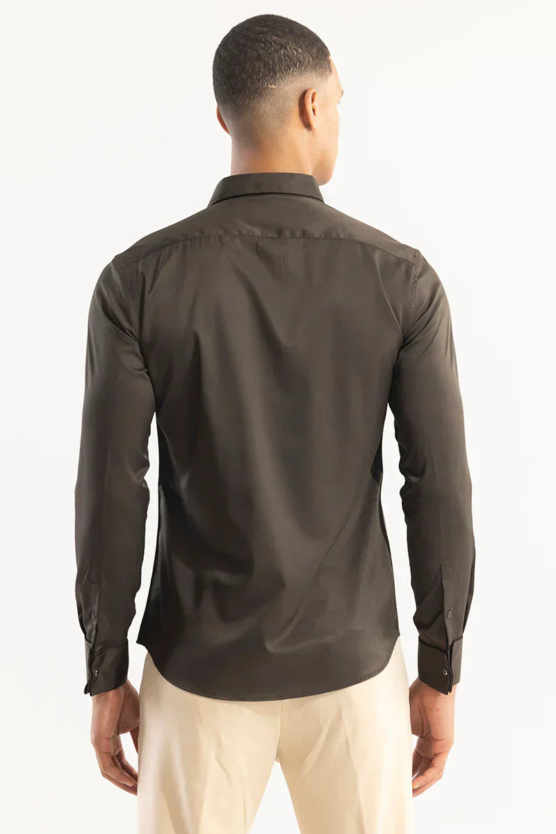 DOUBLE CUFF BROWN SHIRT