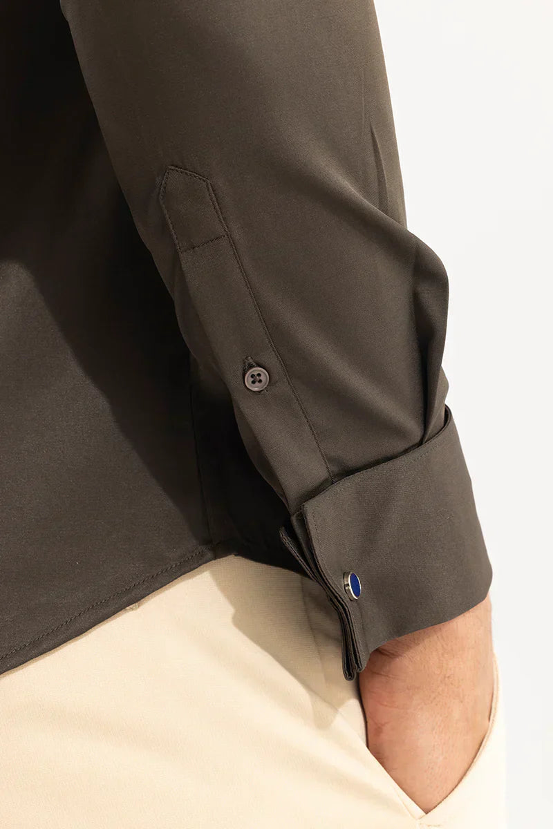 DOUBLE CUFF BROWN SHIRT