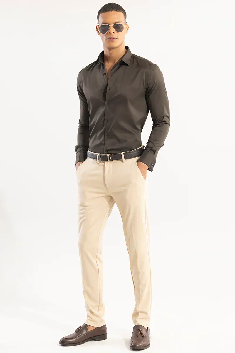 DOUBLE CUFF BROWN SHIRT