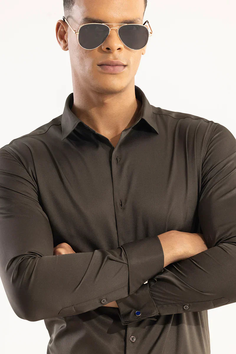 DOUBLE CUFF BROWN SHIRT