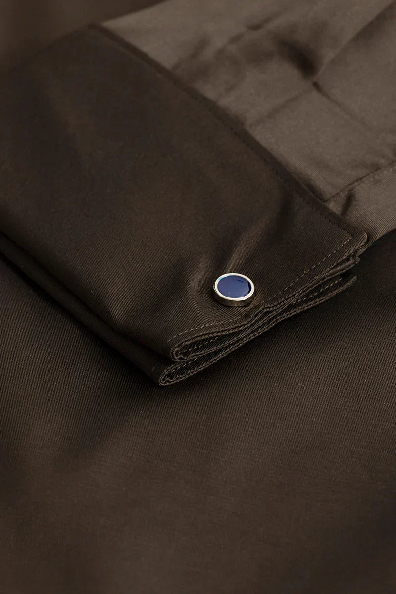 DOUBLE CUFF BROWN SHIRT