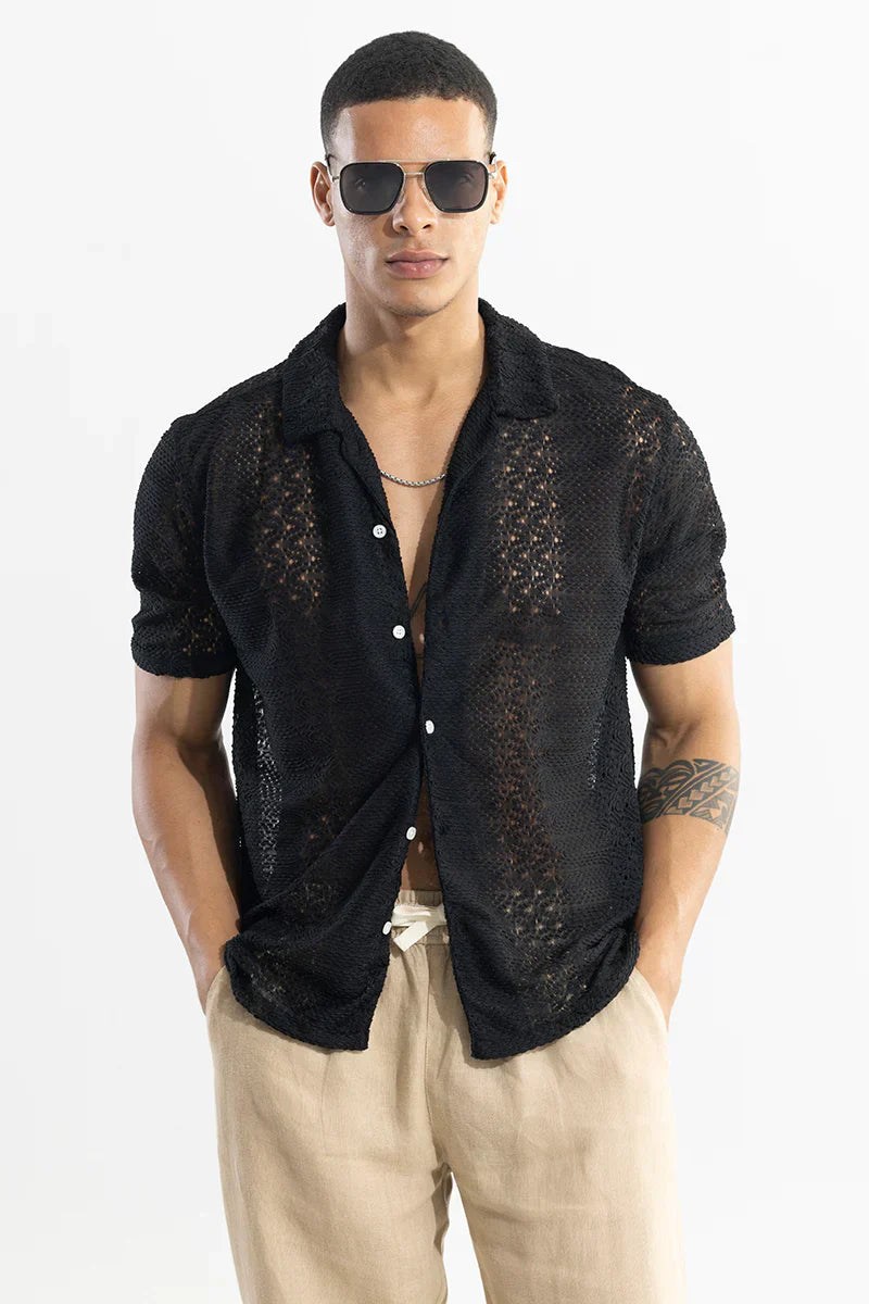 SONSIE BLACK CROCHET SHIRT
