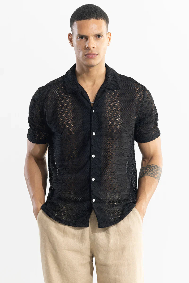SONSIE BLACK CROCHET SHIRT
