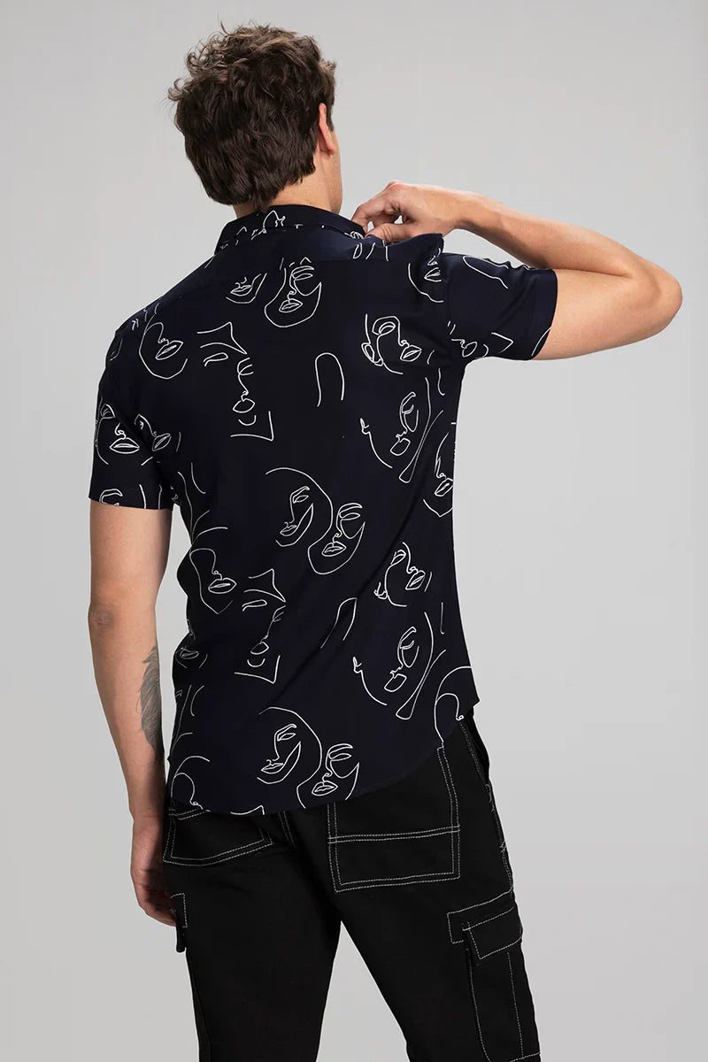 DOODLE FACE NAVY SHIRT