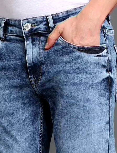 Heavy-Wash Cropped Slim Fit Jeans