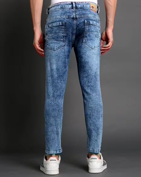 Heavy-Wash Cropped Slim Fit Jeans
