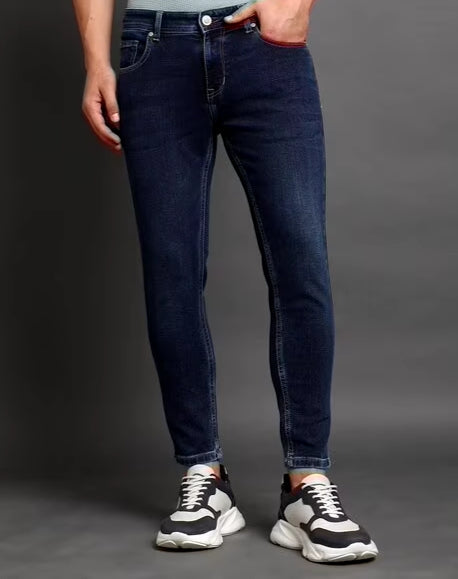 Men Lightly Washed Cropped Fit Jeans