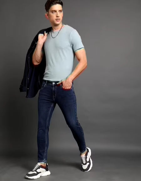 Men Lightly Washed Cropped Fit Jeans