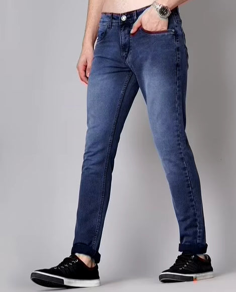 Mid-Wash Slim Fit Jeans