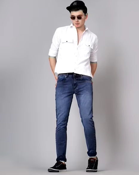 Mid-Wash Slim Fit Jeans