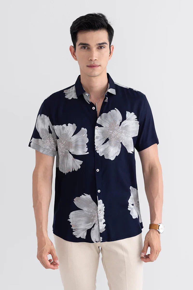EXO LEAF NAVY SHIRT