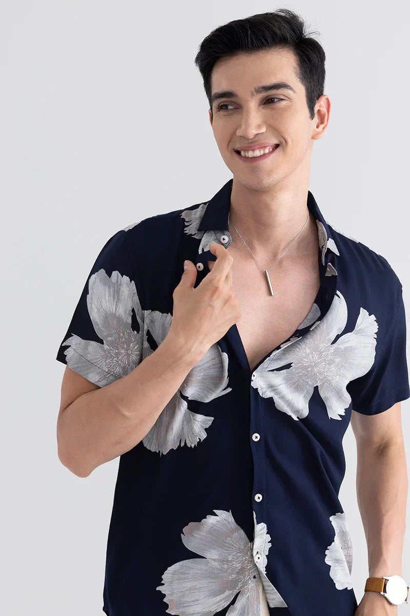 EXO LEAF NAVY SHIRT