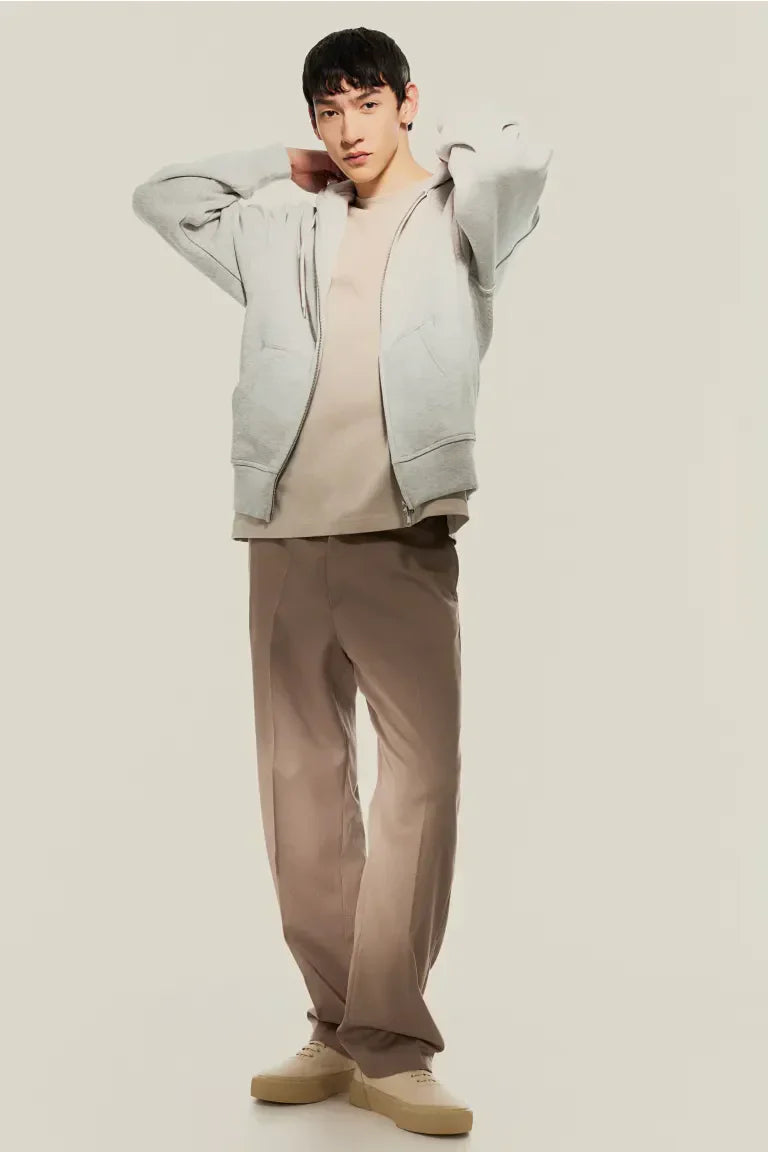 Oversized Fit Zip-through plain hoodie