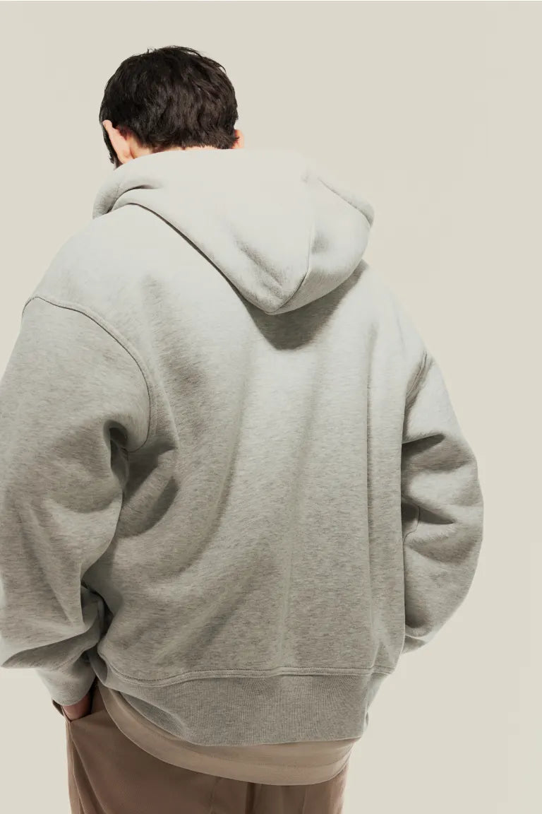 Oversized Fit Zip-through plain hoodie