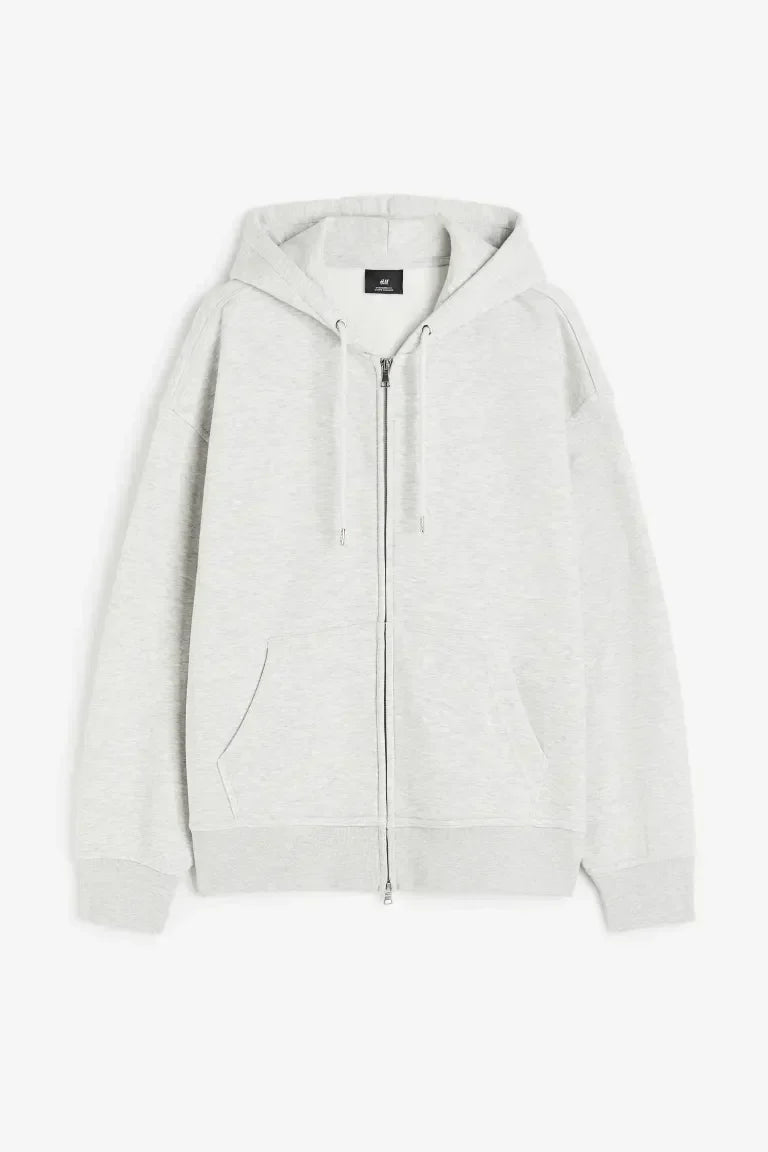 Oversized Fit Zip-through plain hoodie