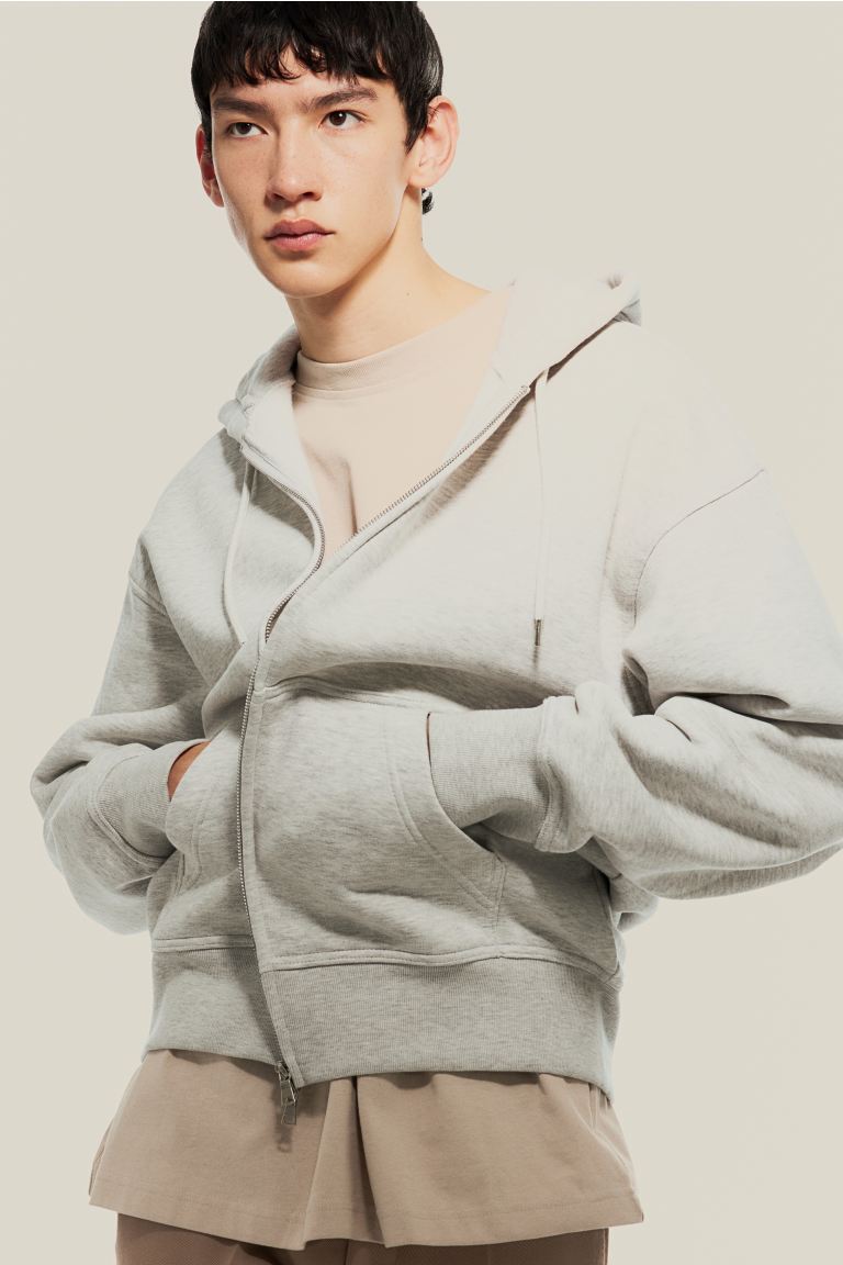 Oversized Fit Zip-through plain hoodie